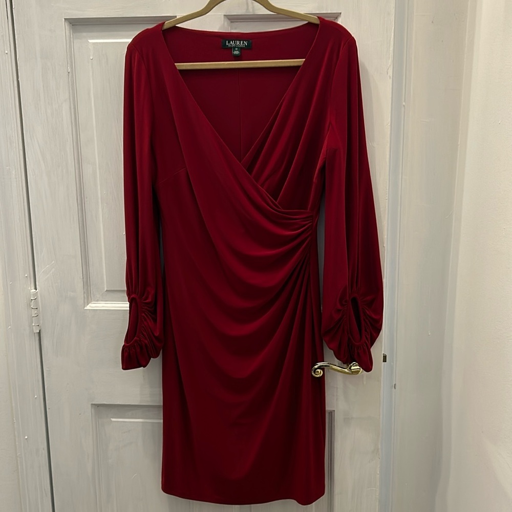 Faux wrap, Ralph Lauren dress size 10 worn once.